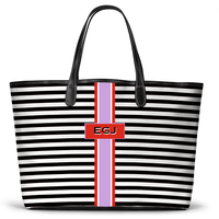 Monogrammed St Anne Diaper Bag - Black Horizontal Stripe