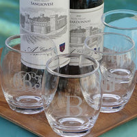 Monogrammed Acrylic Stemless Wine Glasses