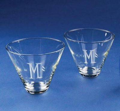 Monogrammed Stemless Martini Glasses