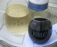 Monogrammed Single Stemless Wine Glass
