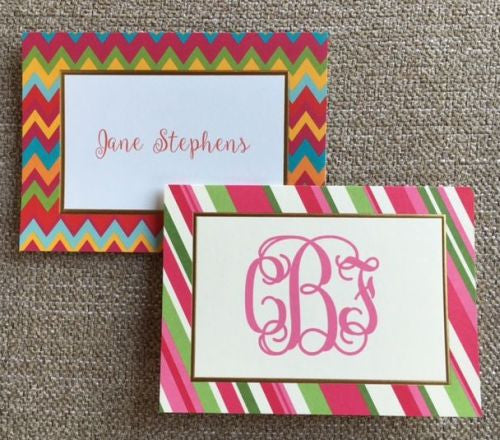 Personalized Chevron and Stripe Folded Notes