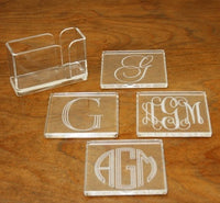 Monogrammed Square Coasters w/Holder (Set of 4)
