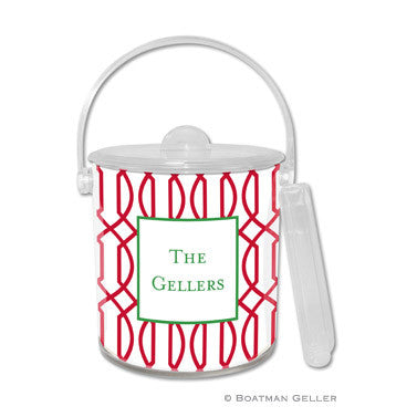 Trellis Reverse Cherry Lucite Ice Bucket