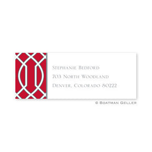 Trellis Red and Gray Address Label