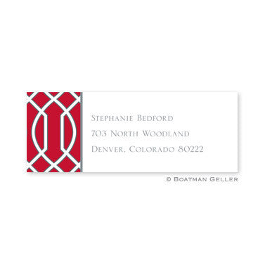 Trellis Red and Gray Address Label