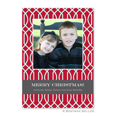 Trellis Red and Gray Flat Photocard