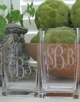 Monogrammed Square Glass Vase
